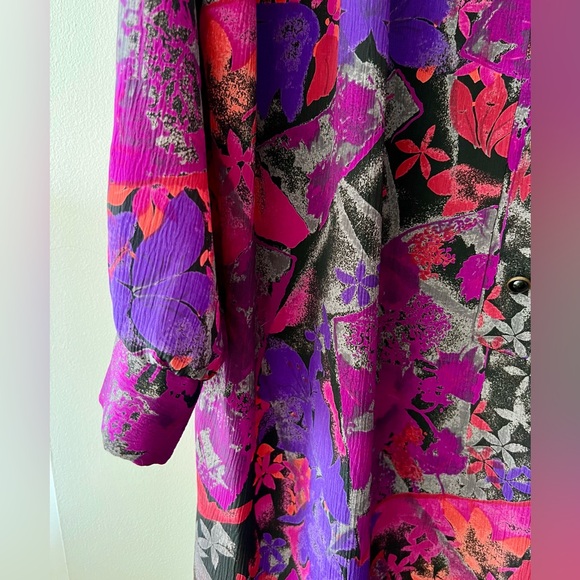 Vintage 80s / 90s Silky Patterned Shirtdress - Picture 4 of 6